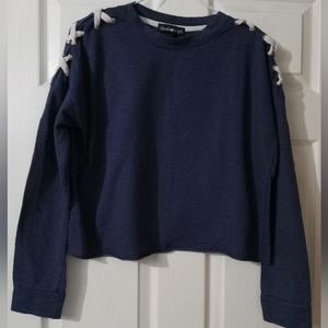 Derek Heart Sweatshirt Women's Cropped Top Blue Size M
